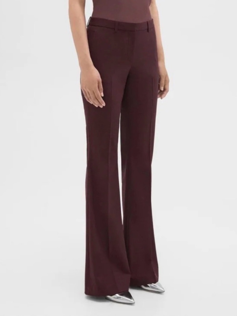 Theory Women's Demetria 4 Boot-Cut Trousers in Mulberry